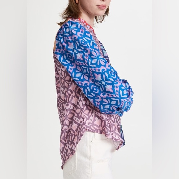 NWOT XiRENA Fiesta Huntley Crew Neck Long Sleeve Blouse Cotton Silk Boho Medium - Picture 1 of 13